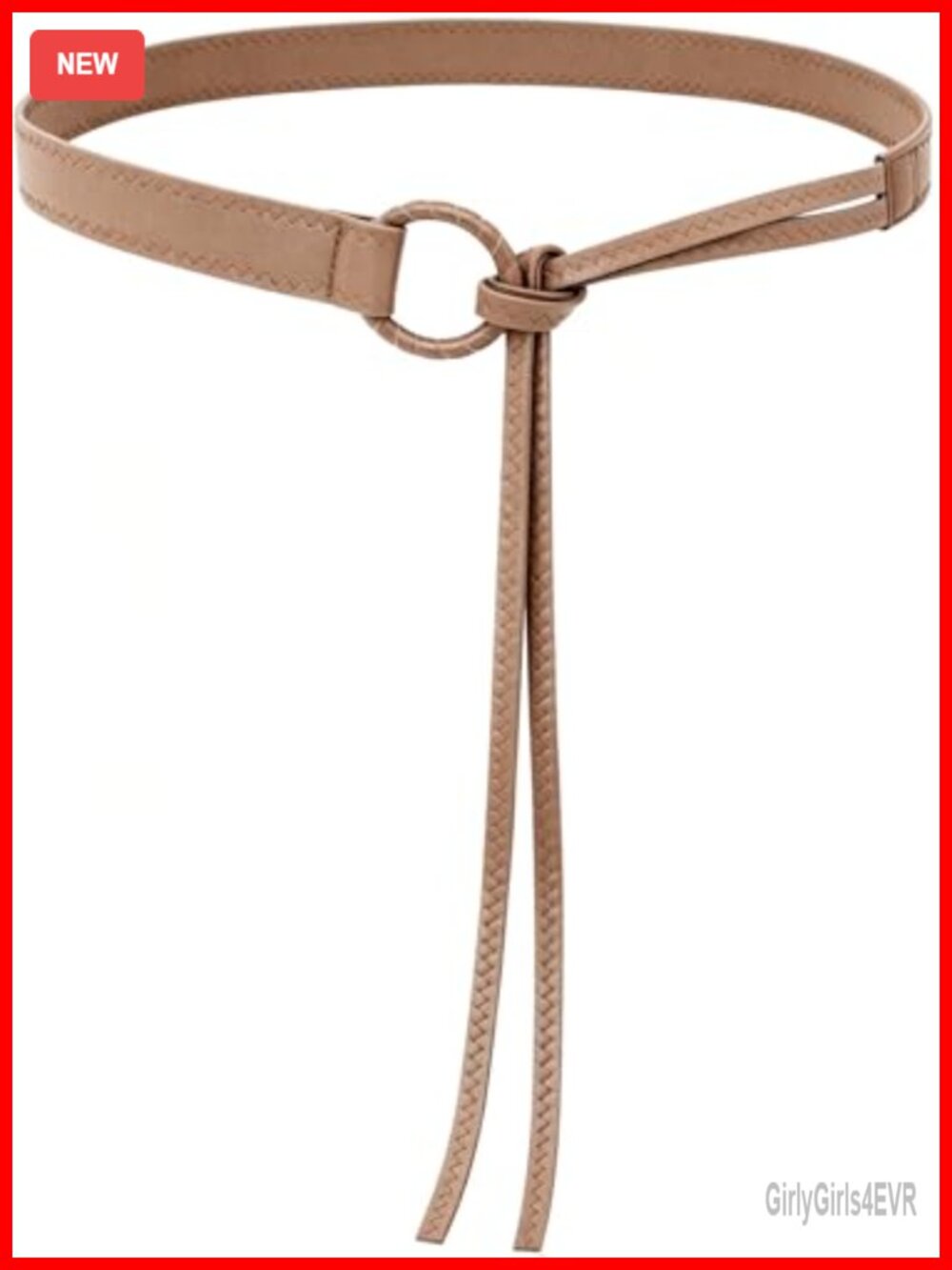 Thin PU Leather Knotted Waist Belt Adjustable Bohemian Tassel Tie